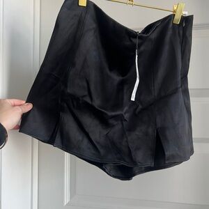 Zara Black Satin Mini Skort with slits NWT